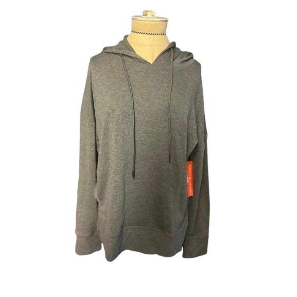 Adrienne Vittadini Hoodie Gray Hooded Activewear Sweatshirt Top NWT Small